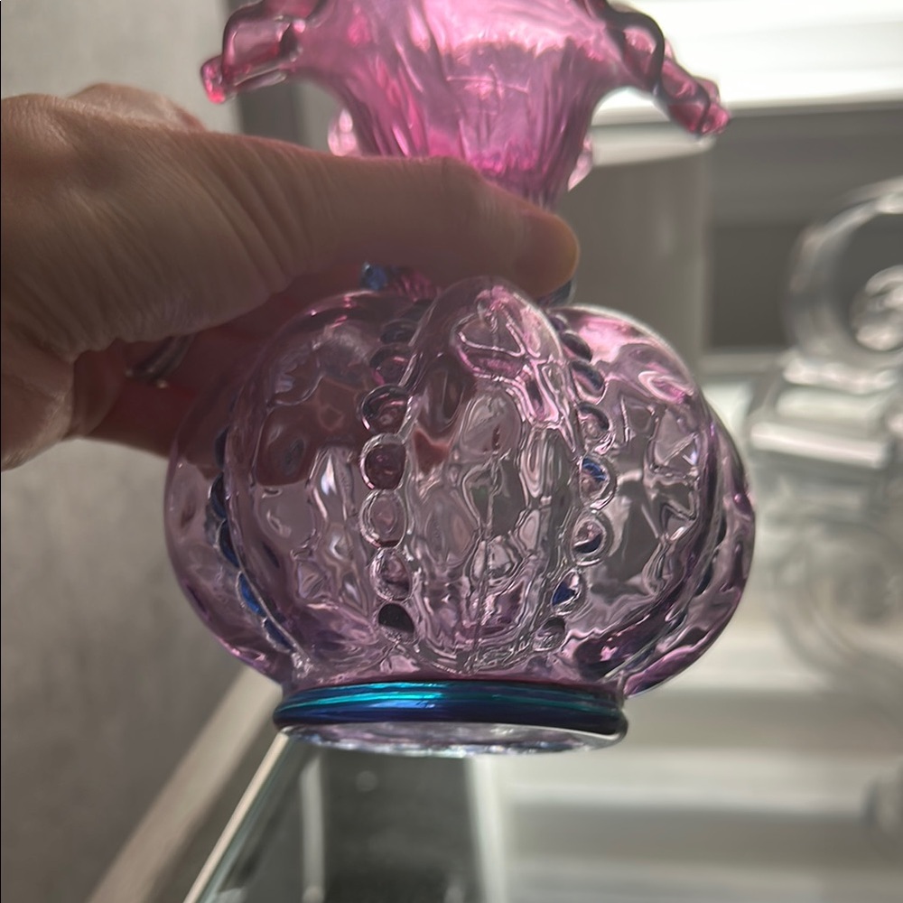 Purple Glass Vase with Ruffled Edge - Picture 2 of 7